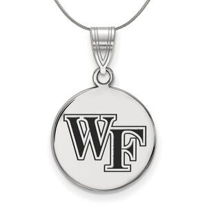 Sterling Silver Wake Forest U. Md Enamel Disc Necklace - 24 In